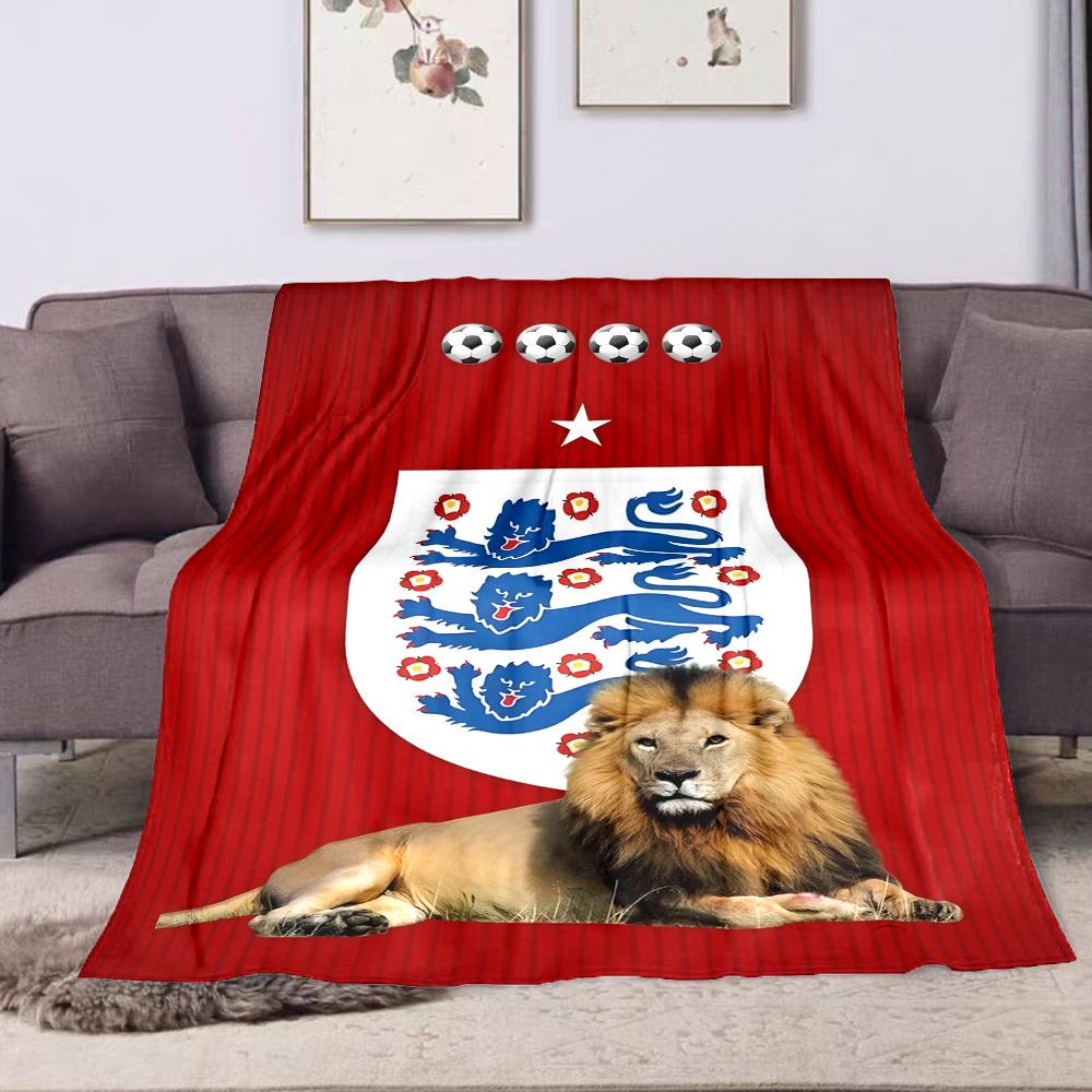 "England Crest with Lion Design" Patterned flannel blanket perfect for the bedroom living room, sofa, or a little nap