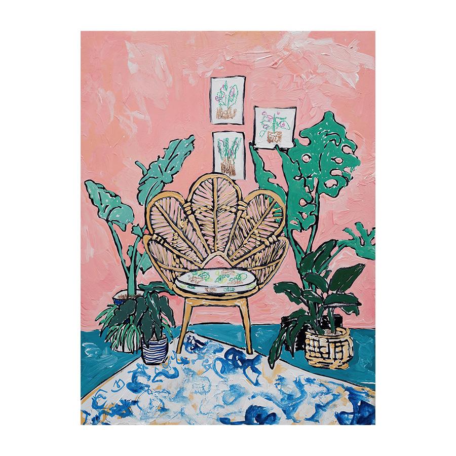 Nostalgic Retro Oil Painting Sofa Cat Plant Poster Painting Core Printing Wall Art Home Decoration Canvas Painting Frameless