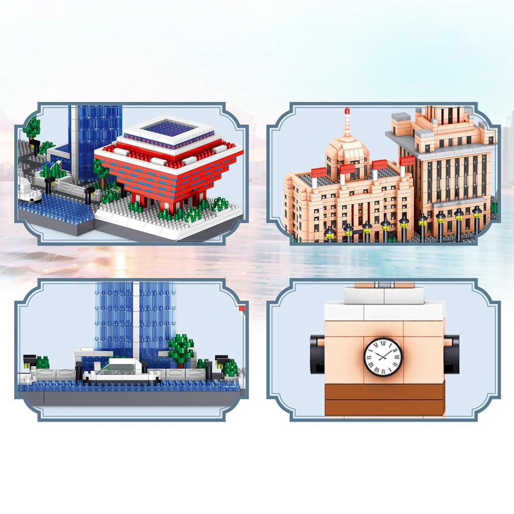 LULUFUN Micro Blocks Shanghai City Series Skyline Architecture Bund Building TV Tower Building Blocks Toy Gift Interior Decor Kids Adults Gift