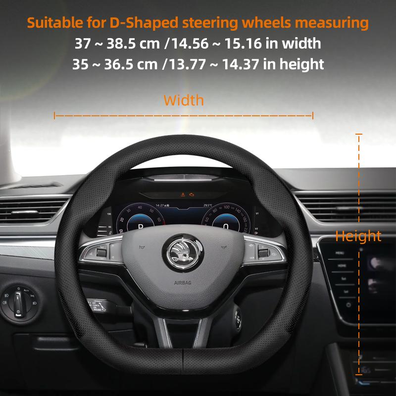KTDJ9 Suitable for Skoda Ultra-Thin Breathable Leather Steering Wheel Cover Suitable for Octavia 2 3 A7 1 Superb Roomster A5