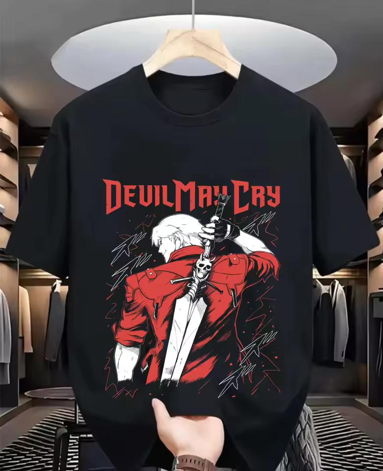 Devil May Cry Dante graphics 100%cotton unisex shirt 2026 Summer New O-neck Men's Y2k Short Sleeve Retro Tshirt gamer gift