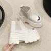 Модные новые плетеные кожаные ботильоны женские осенне-зимние кроссовки на массивной подошве короткие ботинки платформа 9,5 см панк ботинки женские