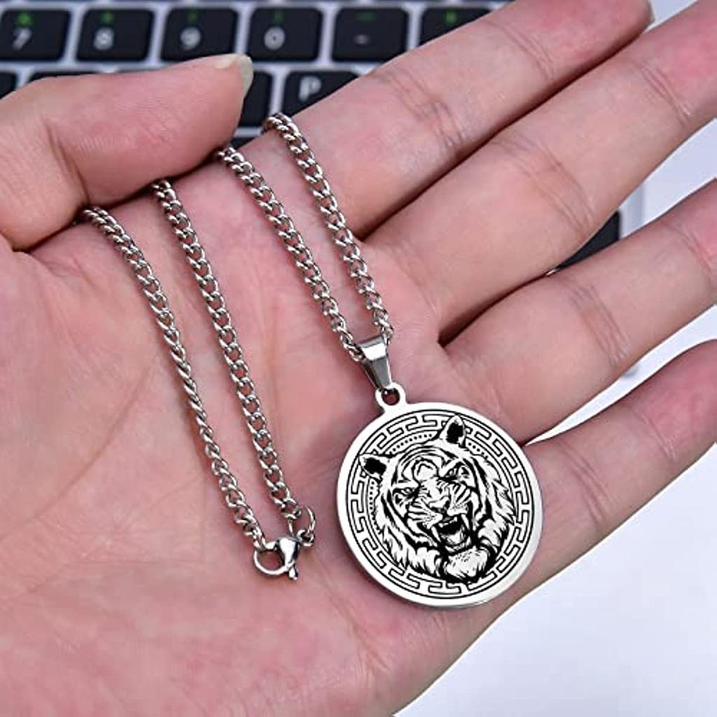 Bear Wolf Tiger Lion Elk Animal Mens Punk Pendant Necklace Stainless Steel Sweater Chains Women Choker Jewelry Gifts