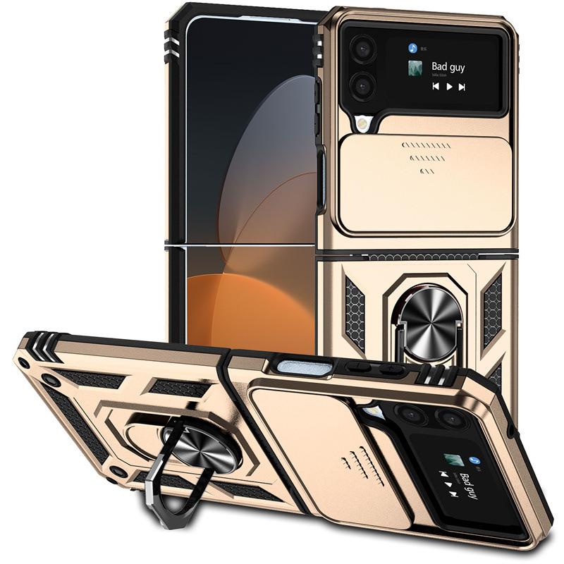 Подходит для Samsung Z Flip 6 Чехол-кольцо против падения Складной чехол для мобильного телефона Z Flod 7 Защитный чехол с выдвижным окошком