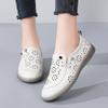 35-41 Women's Large Breathable Fashion Flat Leather Shoes with Hollow Out Shoes White Shoes Lefu Shoes