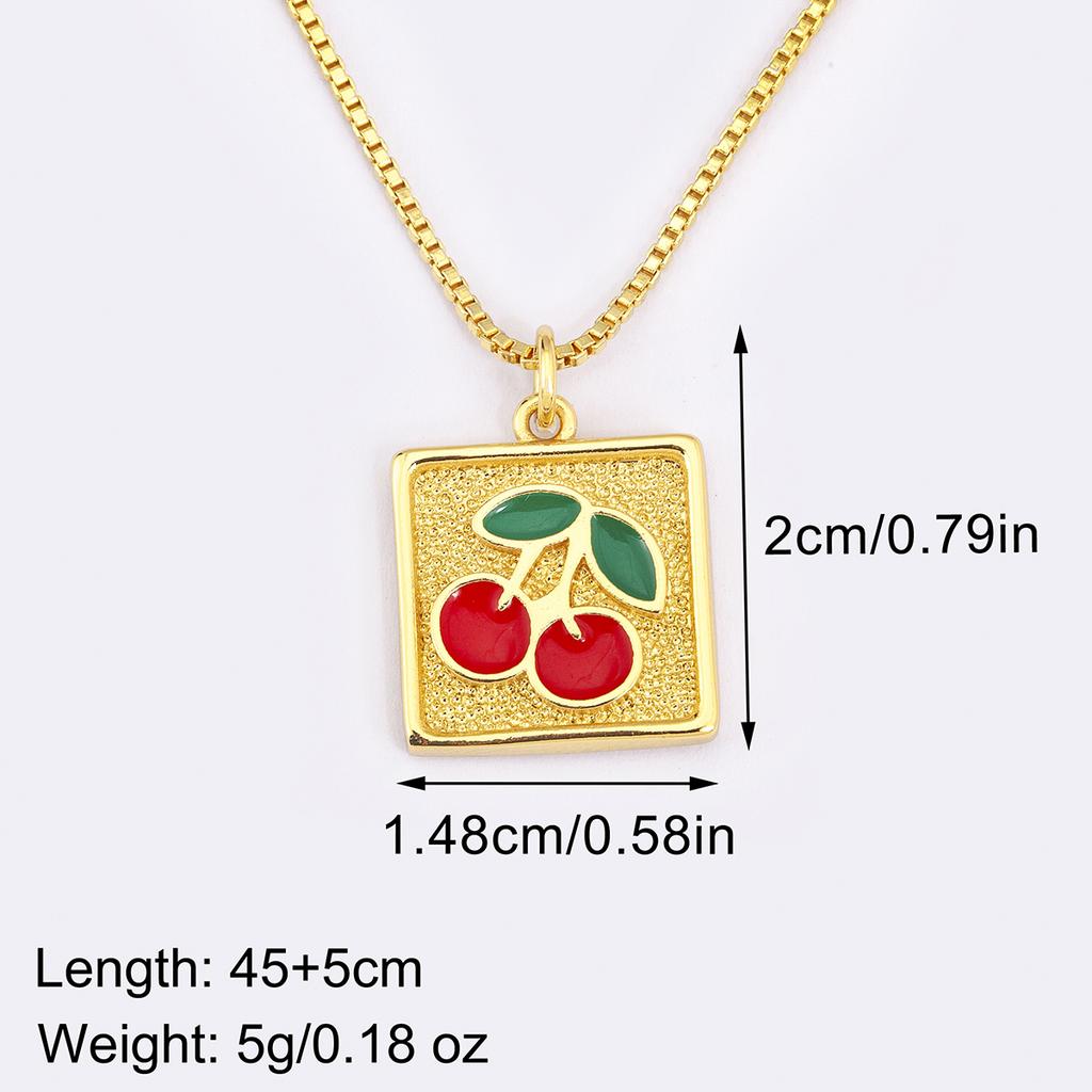 Nidin High Quality Apple/Grape/Cherry Sparkling Zircon Pendant Necklace For Women Men Fashion Cute Chain Link Jewelry Party Gift