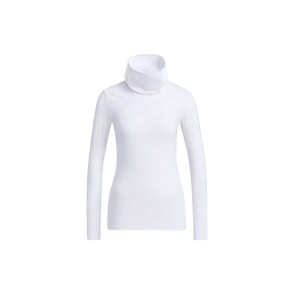 Adidas Однотонная футболка с высоким воротом и длинными рукавами для женщин, топы белого цвета HT0024