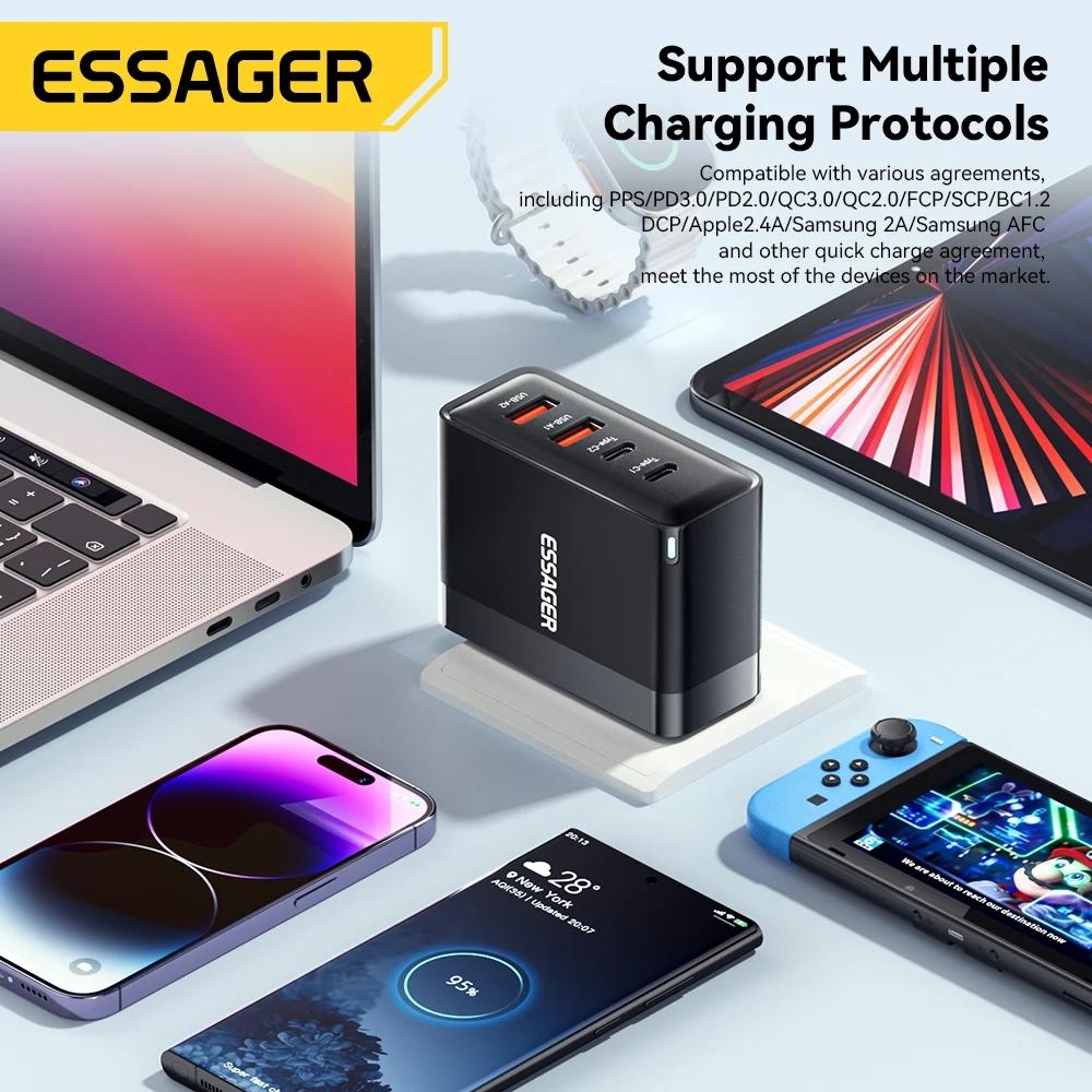 Essager Зарядное устройство USB Type C, 100 Вт, 65 Вт, PD Quick Charge4.0, 3,0, быстрая зарядка Type-C для ноутбука iPhone 14, 13, 12, Xiaomi, Macbook 13 Pro