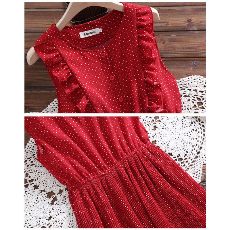 Kawaii шикарный сарафан женский белый красный горошек платье без рукавов с оборками элегантные милые шифоновые платья женские