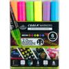 6 Piece Neon Chalk Markers Set Non-Toxic Liquid Chalk Multi-Surface Easy Clean Fine Point Reversible Tip Ideal Artists Crafters