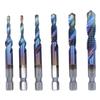 6Pcs Spiral Tap Drill Multifunctional HighSpeed Steel Hex Shank Drill Bit for Drilling Tapping