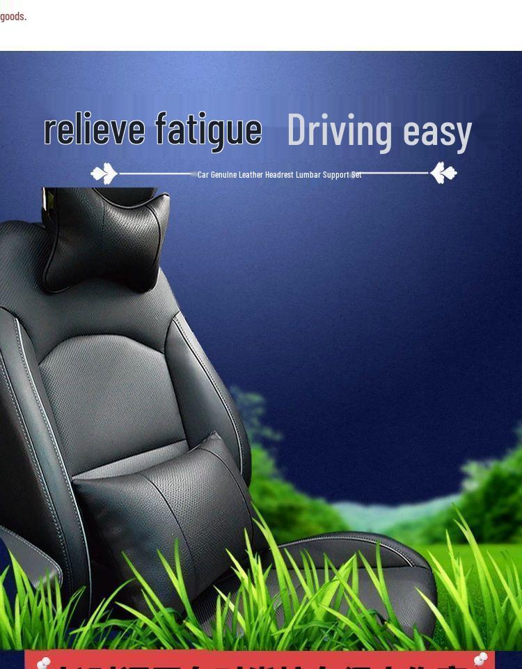 All-Season Genuine Leather Car Headrests & Lumbar Support Pillows