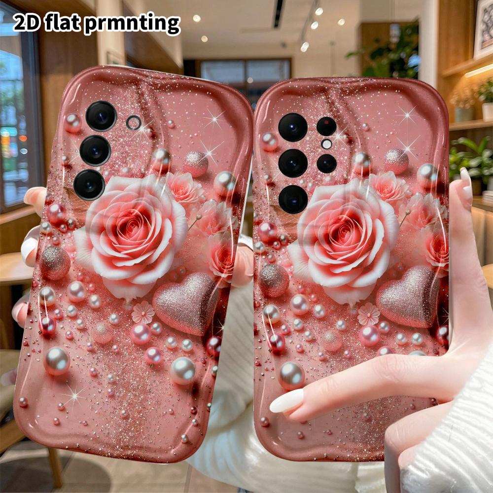 Phone Case: 2D Flat Samsung Galaxy A34 A35 M05 M06 S20 S22 S21 FE Plus 5G Protective Case, Pearl Heart, Christmas and Halloween Gift