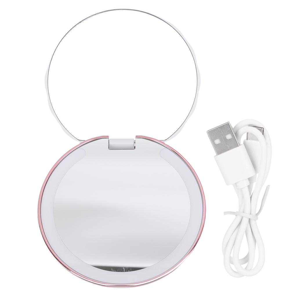 LED Compact Travel Makeup Mirror Portable Foldable Touch Dimmable Double Sided 1x 2x Magnifying Pocket Mirror for