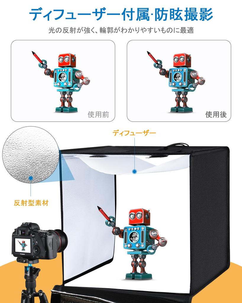 Фотобокс PULUZ 60 см Фотобокс Фотобудка Фотокомплект Световой короб с регулируемой яркостью Складная простая студия 6 фонов 1 рассеиватель 2 светодиода