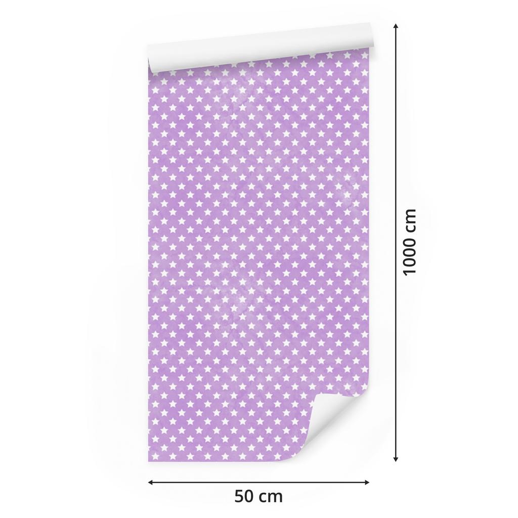Wallpaper Stars lavender and white, lavender background for living room and bedroom 50x1000