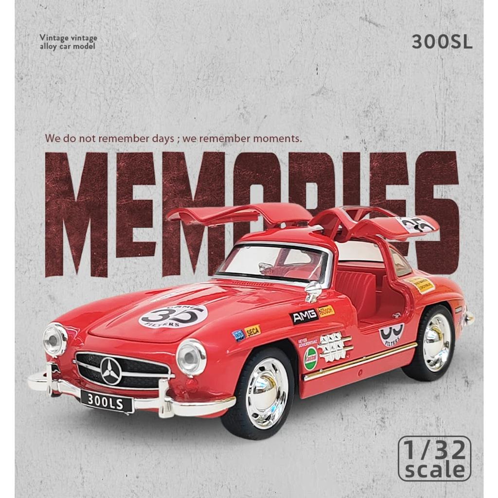 1/32 Benz 300SL 35# Винтажный Классический Сплав Металл Литой Модель Автомобиля Звук и Свет Симуляция Коллекция Дисплей Украшения Подарок