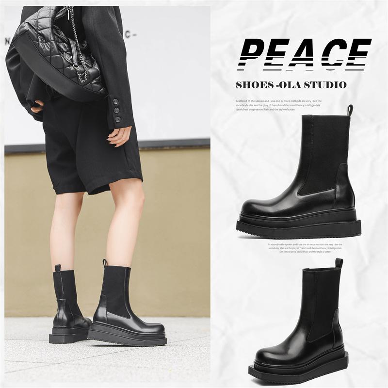 Новая платформа ботинки челси мужские молодежная мода простые щедрые универсальные высокие ботинки 68444-J