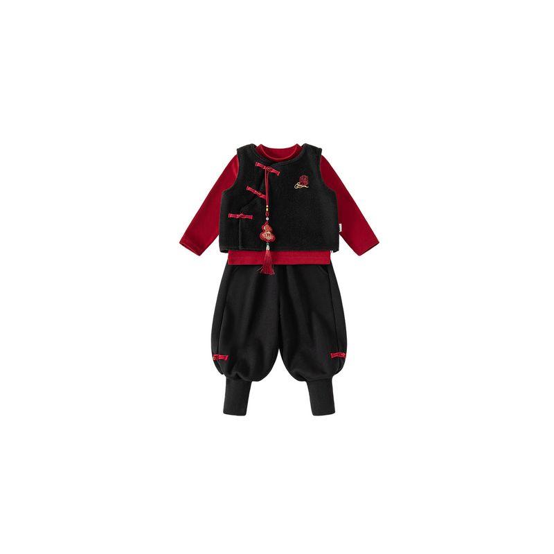 Boys' Traditional Chinese Clothing Set, Children's Clothing, One-Year-Old Baby Boy's New Year Red Hanfu, New Style New Year Winter Outfit
