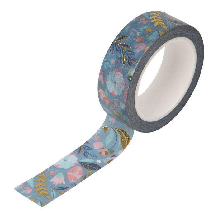 Masking Tape - Draeger Paris - Flowers - 10 M - Blue, Pink, Gold
