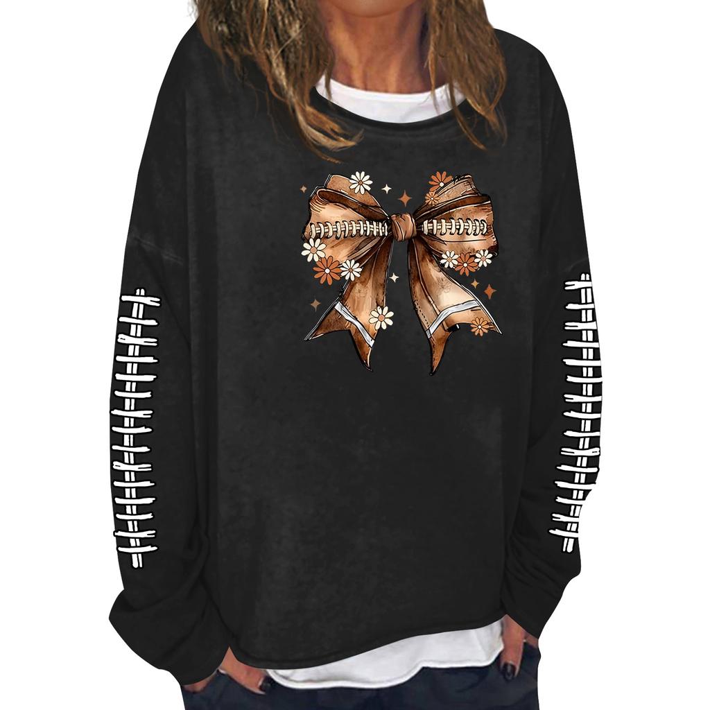 Женская модная повседневная толстовка с длинным рукавом и круглым вырезом с принтом