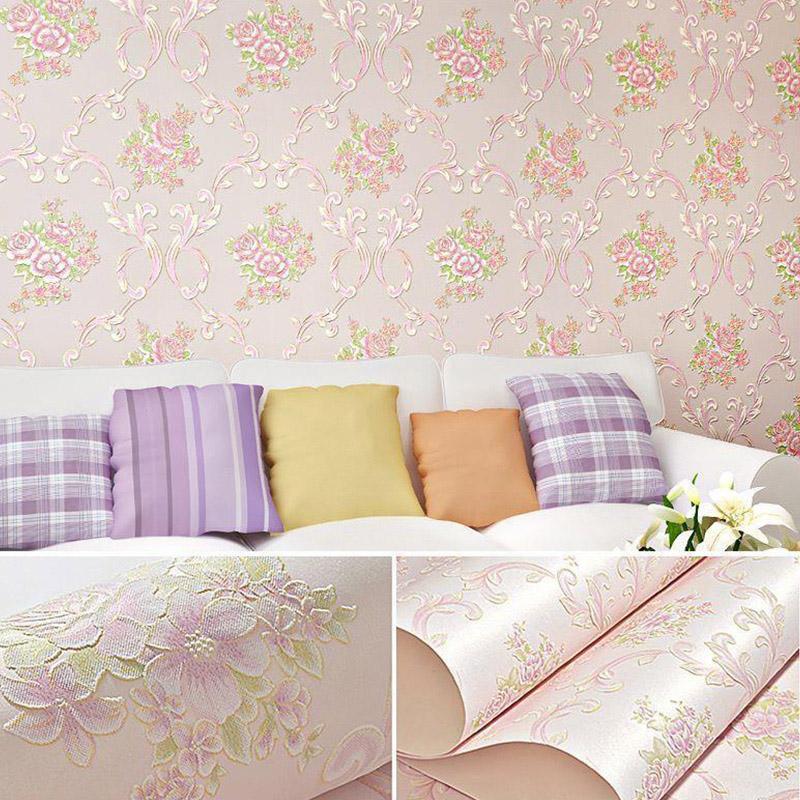 1Sheet Floral Printed Background Decoration Wall Sticker Home Decor Self Adhesive Living Room Non Woven Fabric Bedroom