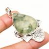 Prehnite Gemstone Handmade 925 Silver Plated Jewelry Pendant 2.08"