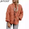 Solid Colour Stand Collar Cotton Coat - Women's Loose Fit Long Sleeve Pocket Jacket