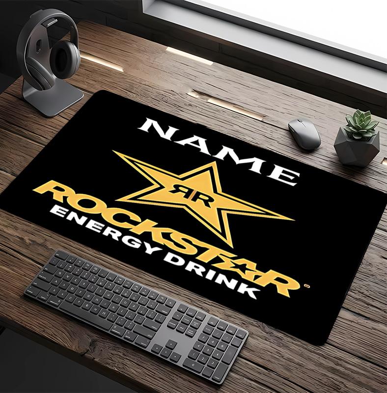 Customizable Name Rockstar Energy Logo Pattern Gaming Mouse Pad-Non Slip Rubber Base,Perfect Gamers,Esports,Ideal Gift Gaming Enthusiasts