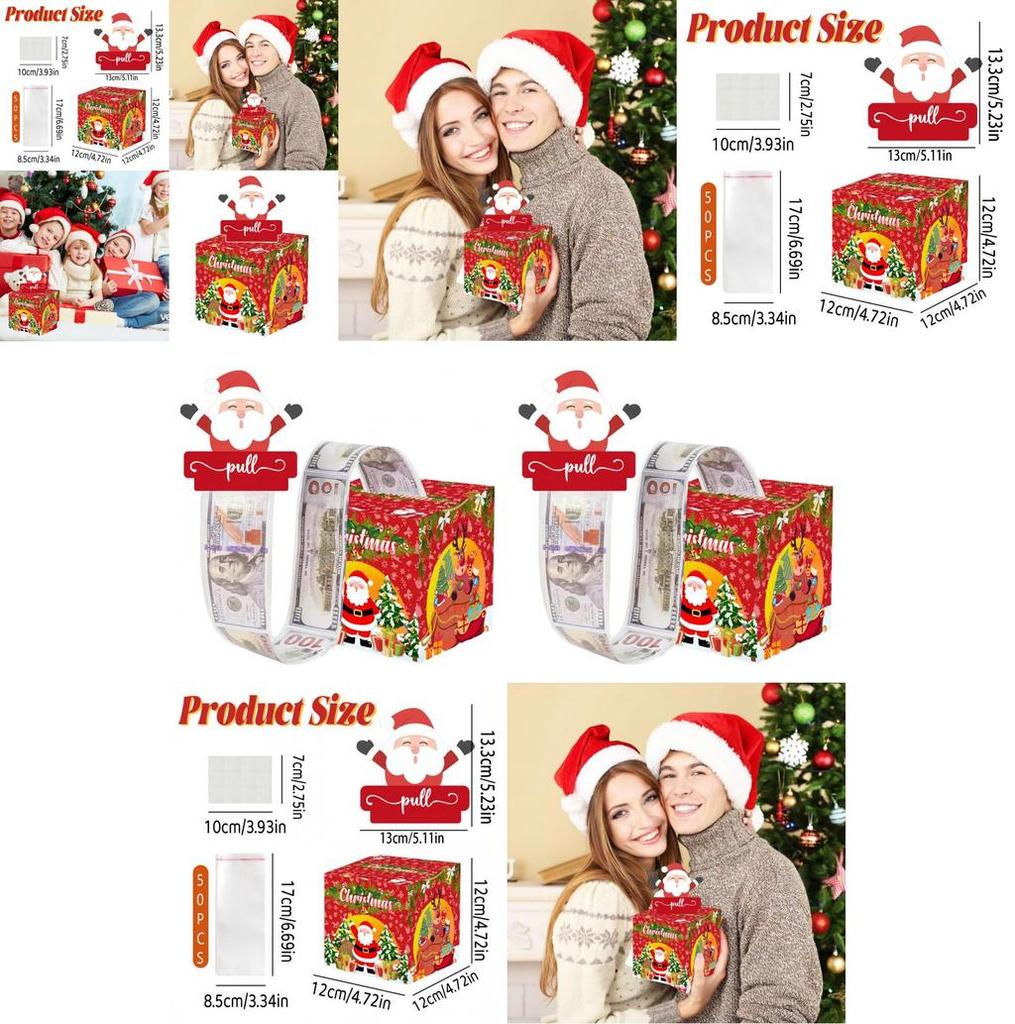 Christmas Santa Money Box With Red Paper Material For Holiday Gift And Celebration Atmosphere