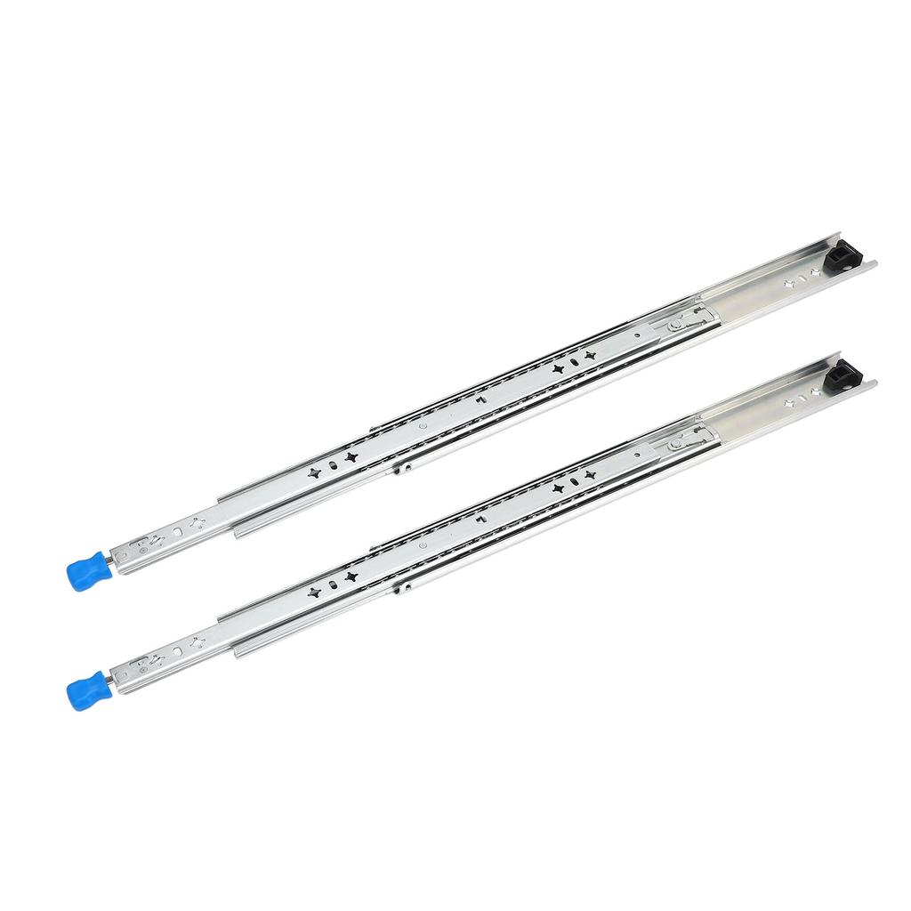 1 Pair 30in Locking Drawer Slide Cold Rolled Steel 120kg Bearing 53mm Width 3 Sections Heavy Duty Ba