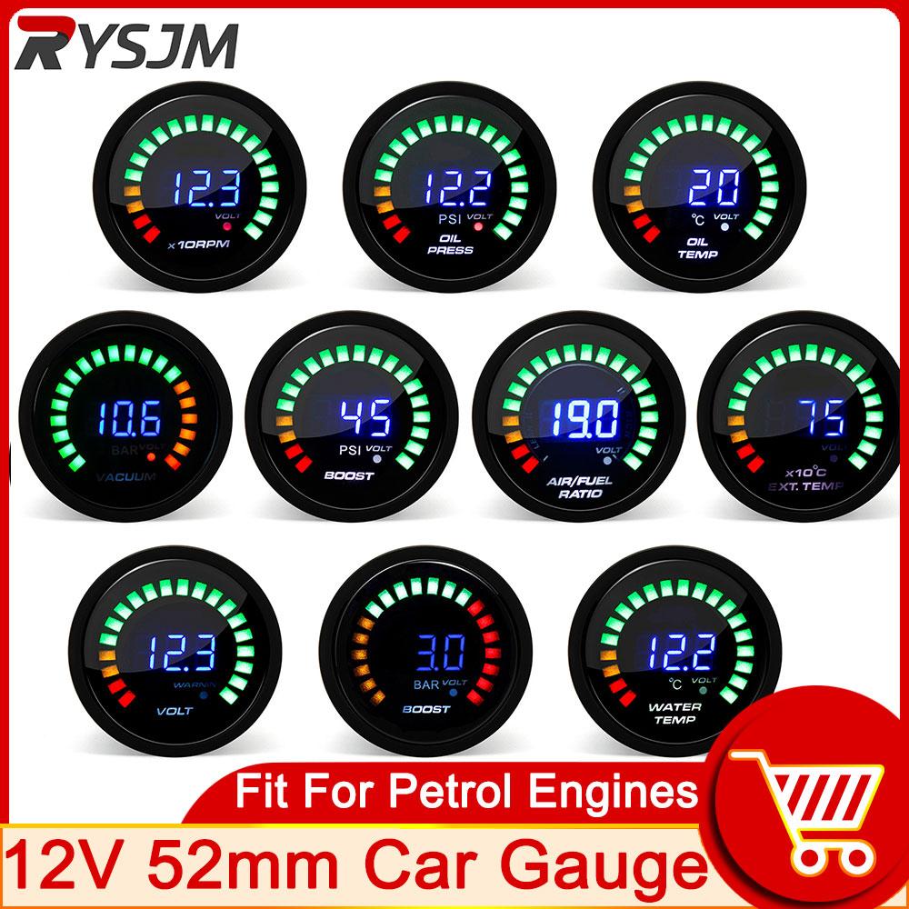 AD 52MM compteur de température de l'eau 20 LED affichage numérique jauge de suralimentation pression d'huile température d'huile voltmètre AFR
