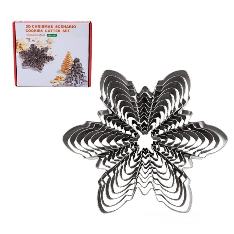 10 Piece Snowflake Cookie Molds Set Durable Nonrust Steel Baking Tool For Christmas New Years Party Treats