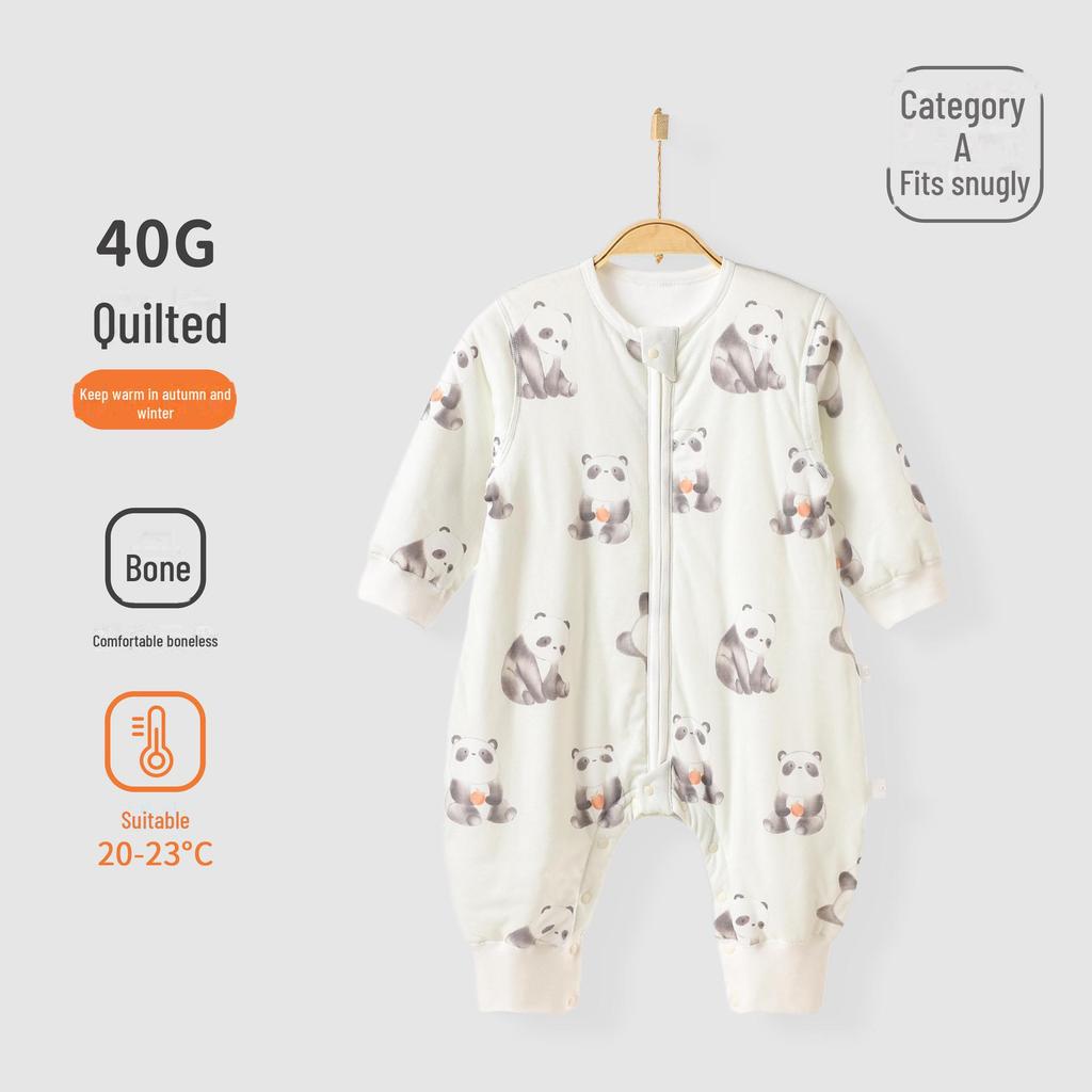 Yiri Infant Split-Leg Pure Cotton Sleeping Bag - Warm, Anti-Kick, Quilted, Long-Sleeve for Autumn & Winter