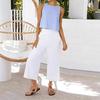 Summer New Women's Buttoned Crew Neck Sleeveless Plaid Cropped Tank Top for Leisure