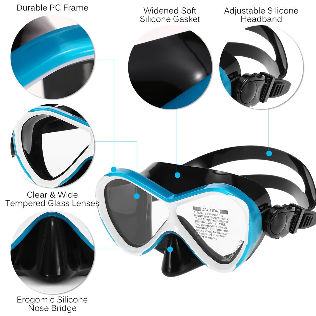 Kids Professional Swimming Goggles with Dry Snorkel Tube Set Anti Fog Goggles for Scuba Snorkel