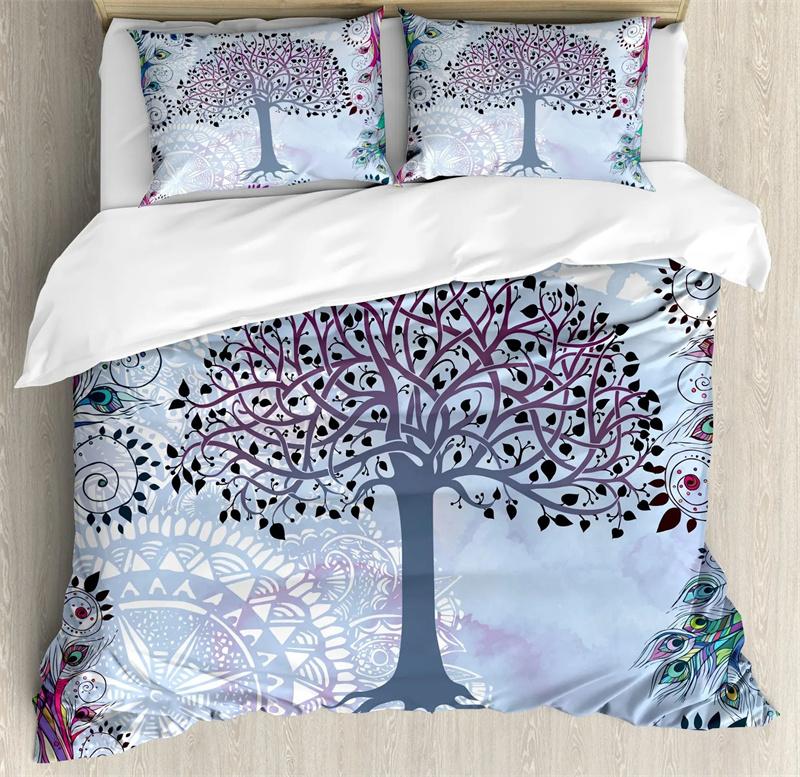 Premium Moon And Sun Duvet Cover Black And White Bedding Soft Tree Of Life All Galaxy Stars Mandala Tribal Quilt Cover Decor For Women