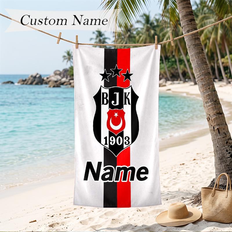 BJK FC Custom Name Printed Beach Towel Personalized Soft Towel For Swimming Beach Travel