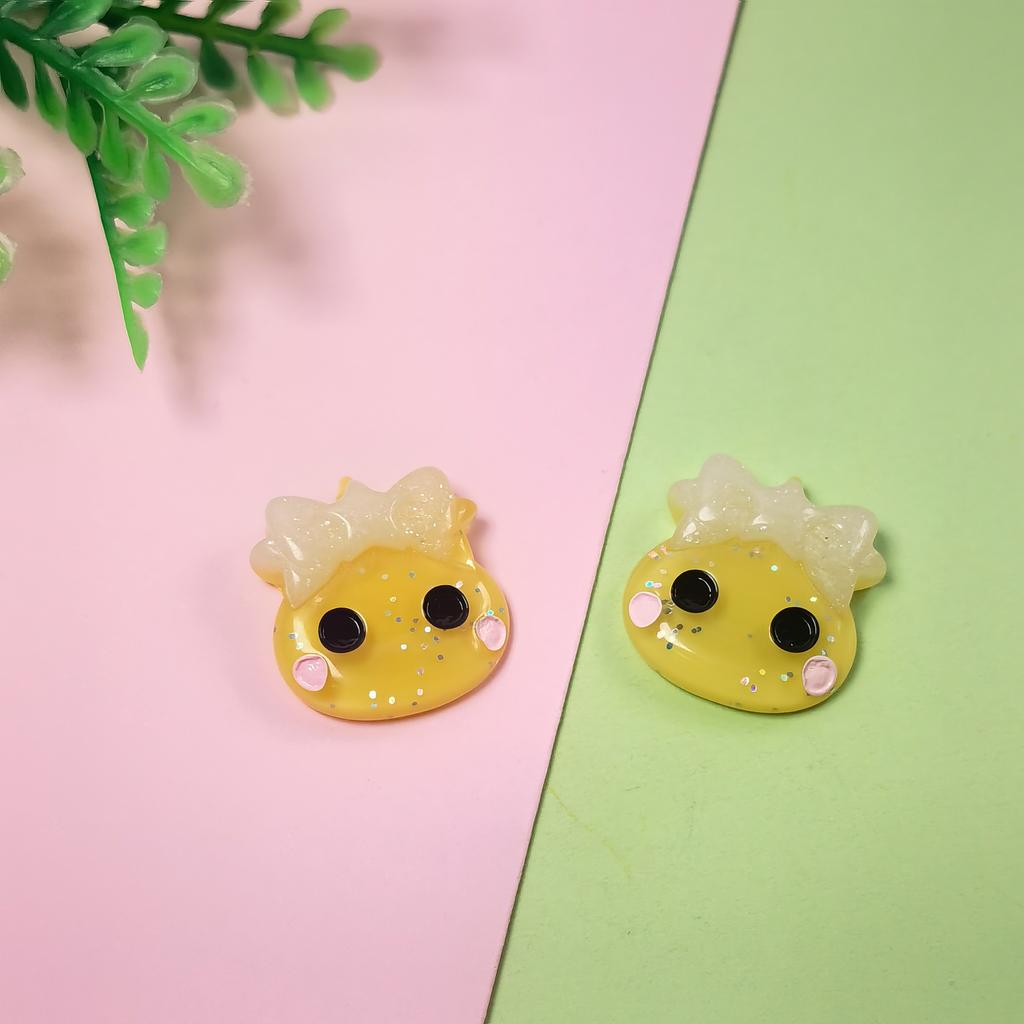 100Pcs/Lot Mini Nail Ghost Slime Beads Halloween Themed Glitter Bowknot Ghost Cabochons Flatbacks for Nail Art Craft Supplies