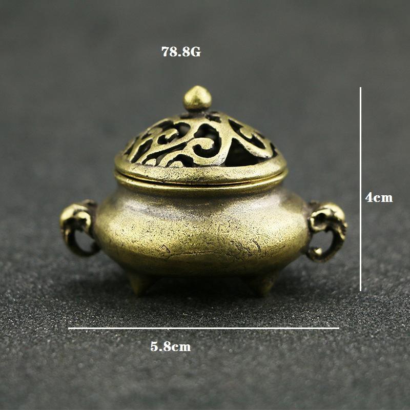 Lucky Home Decoration for Incense Gold Copper Disc Censer Brass Incense Burner Incense Seat Indoor Household Decoration Desktop