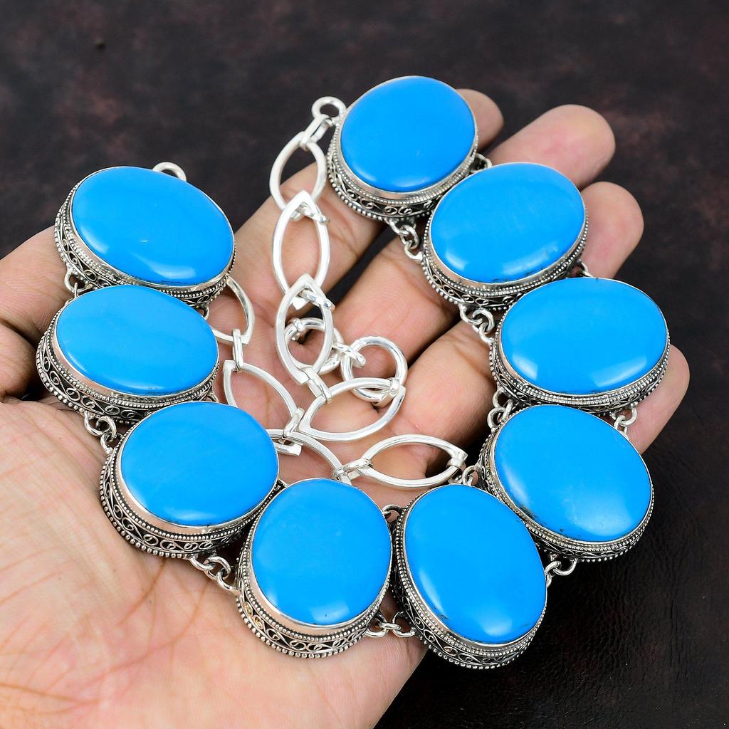 Спящая красавица Ожерелье с бирюзовым драгоценным камнем Ювелирные изделия ручной работы Ожерелье из стерлингового серебра 925 пробы Регулируемая цепочка Ожерелье Винтажные украшения для подарка