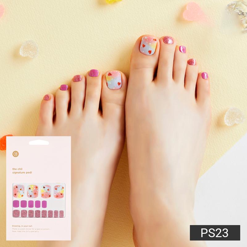 Праздничные и Смелые Наклейки для Педикюра - 37 Самоклеящихся Типсов, Яркие Неоновые и Графические Принты, Быстрый 5-минутный Педикюр