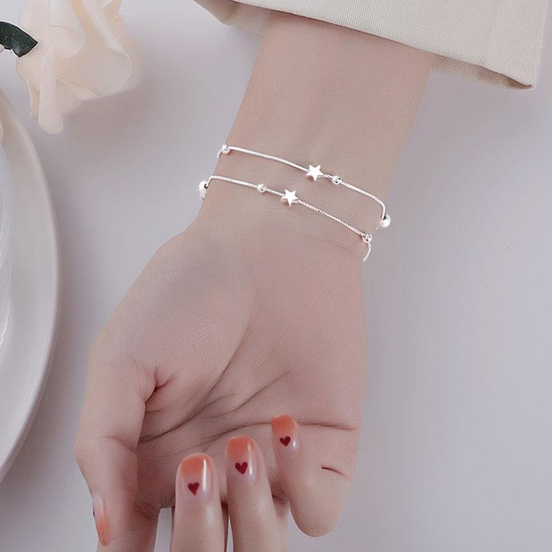 925 Sterling Silver Beautiful Stars Bracelets for Women Korean Fashion Designer Party Wedding Jewelry Holiday