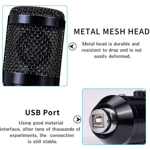 DEARING Condenser Microphone, Tabletop, Tripod, One-Click Mute, Noise Reduction, Volume Control, Earphone Monitor Function, Unidirectional, PC Microph