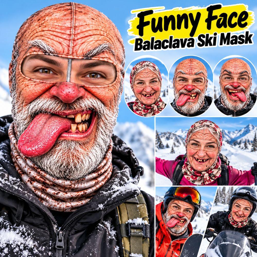 White Mustache Old Man Balaclava Face Mask 3D Face Printed Funny Ski Mask Novelty Headwear For Men