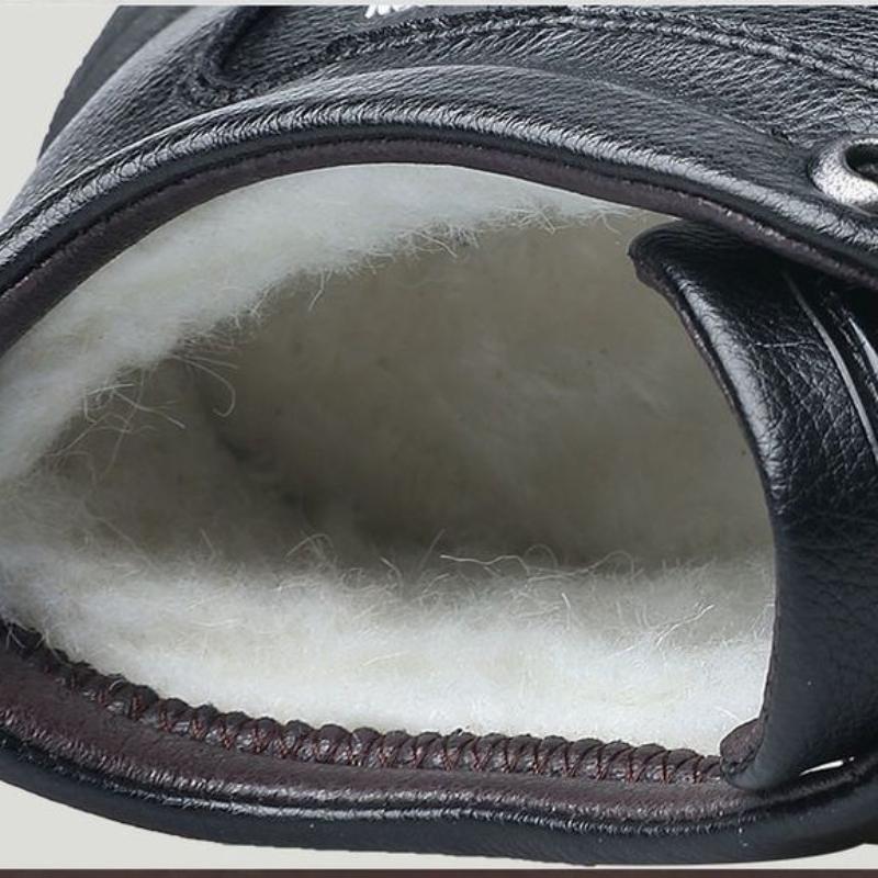 2025 Зимние утепленные утолщенные мужские хлопковые туфли Сто повседневные зимние ботинки Мужская кожаная обувь Для улицы Мужская обувь Мужские ботинки