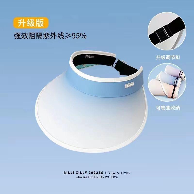 Foldable and Gradual Change Empty Top Sunscreen Hat Women's Summer Eaves UV Protection Sunshade Small Outdoor Sun Hat