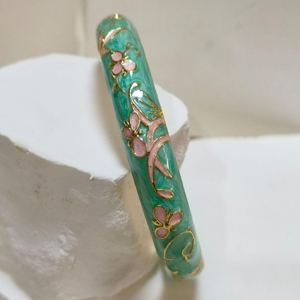 Extra Width Enamel Bangle 1cm Colorful Enamel Bangle Five Leaves Enamel Bracelet Souvenir Gift