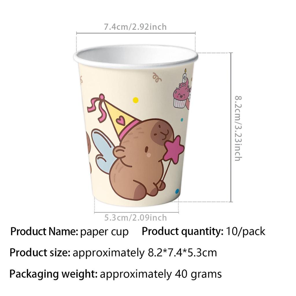 Набор столовой посуды «Вечеринка капибар»: Милая одноразовая скатерть, тарелки и стаканы для дней рождения