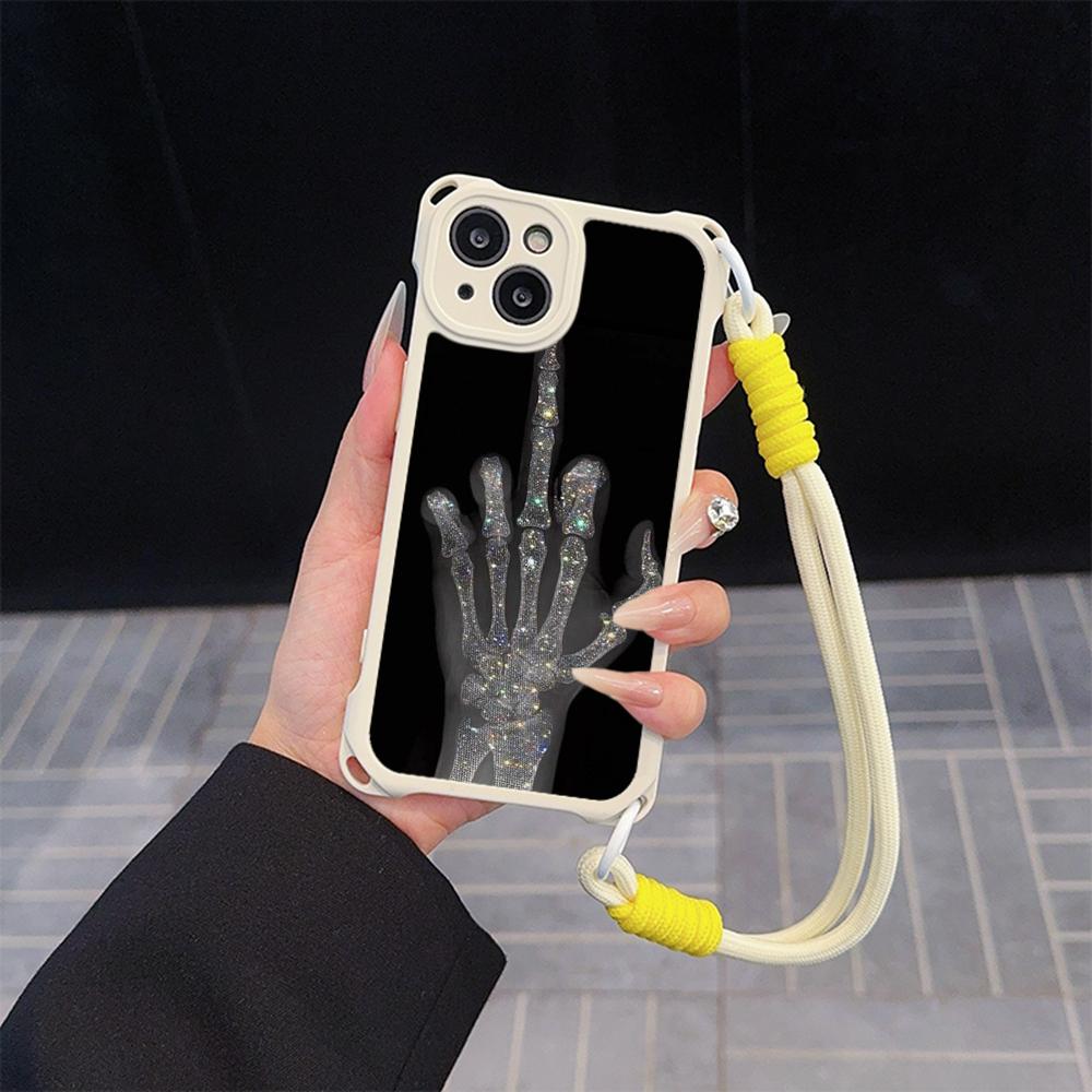 Мягкие чехлы для телефонов Ae80 Gesture Greeting Design Art для iPhone 16 15 14 13 12 11 Pro Max 8 Plus XR с ремешком на запястье, защитным шнурком для углов, задней крышкой